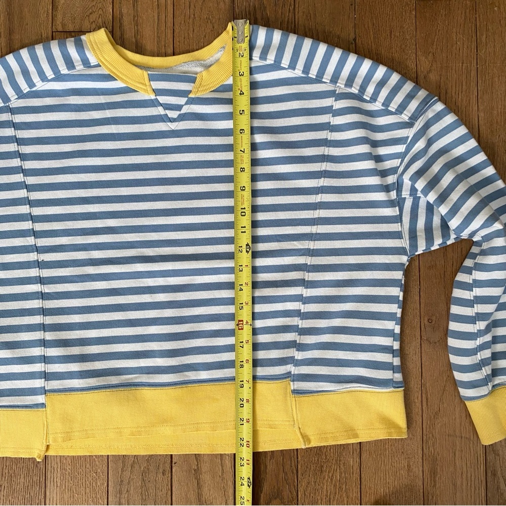 NWOT Merokeety Blue White Stripe Sweatshirt, Women’s Size Large Cozy Coastal - Picture 6 of 8